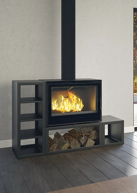 Le poêle à bois Bloc Horizontal banquette acier BHBAIP