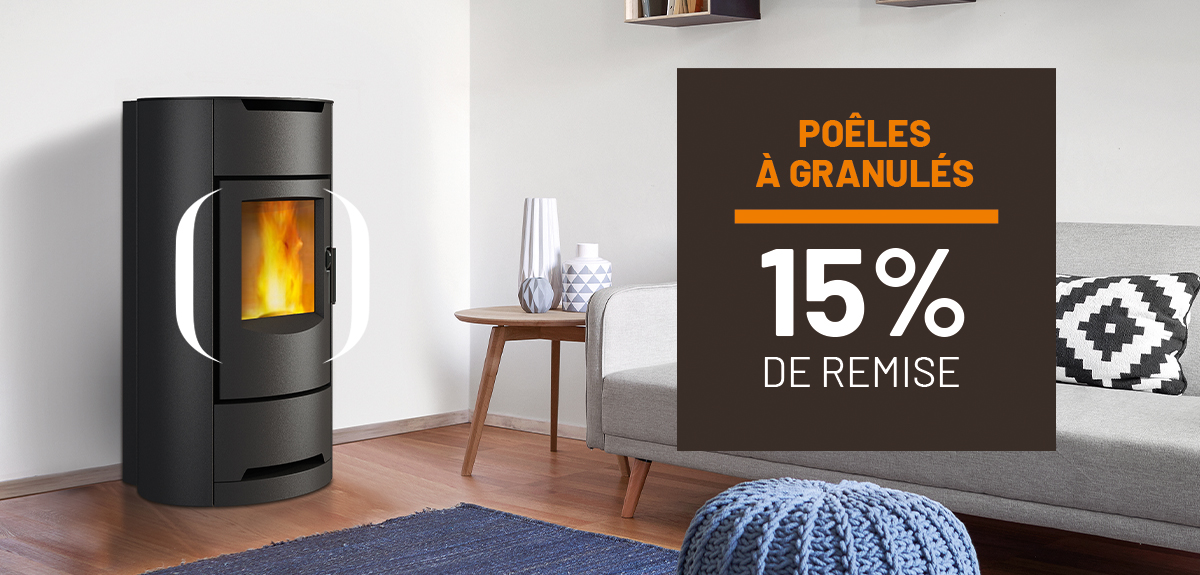 15% de remise sur les poêles à granulés et inserts à granulés