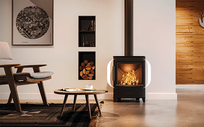 Poêle à bois mini 2 pour une surface de 30 à 60 m²