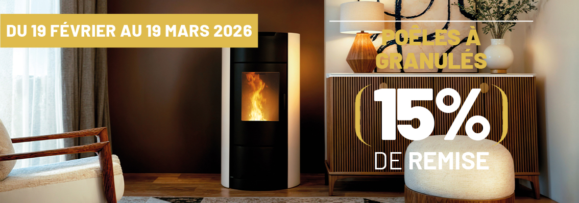 15% de remise sur nos poêles à granulés