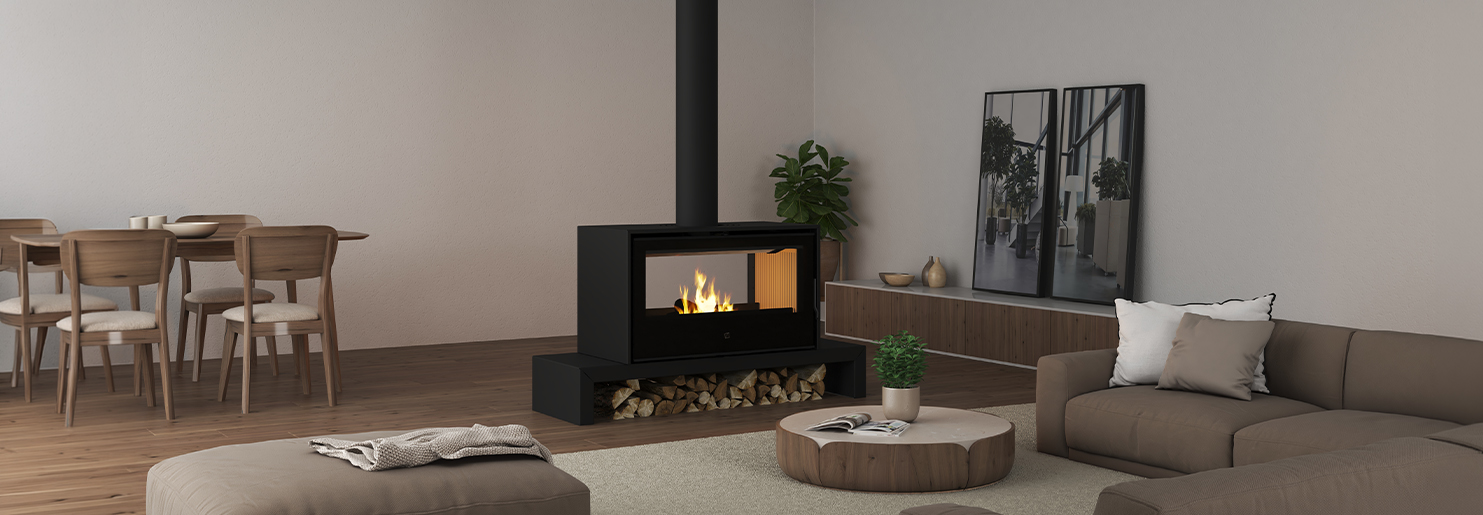 Double-sided wood-burning stoves