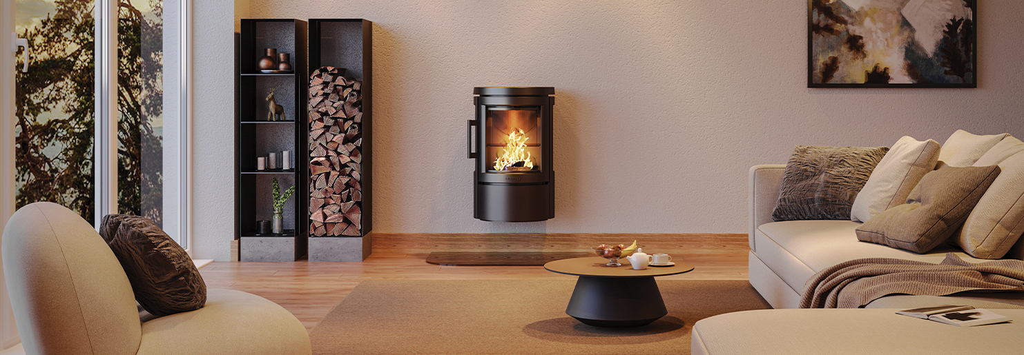 Round wood stoves